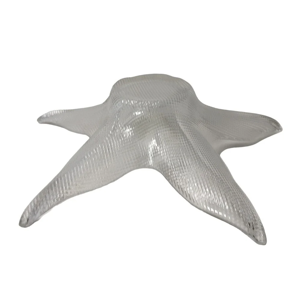 Textured‎ Clear Glass Starfish Bowl Nautical Cottage Core Beach Living 11 In SEE